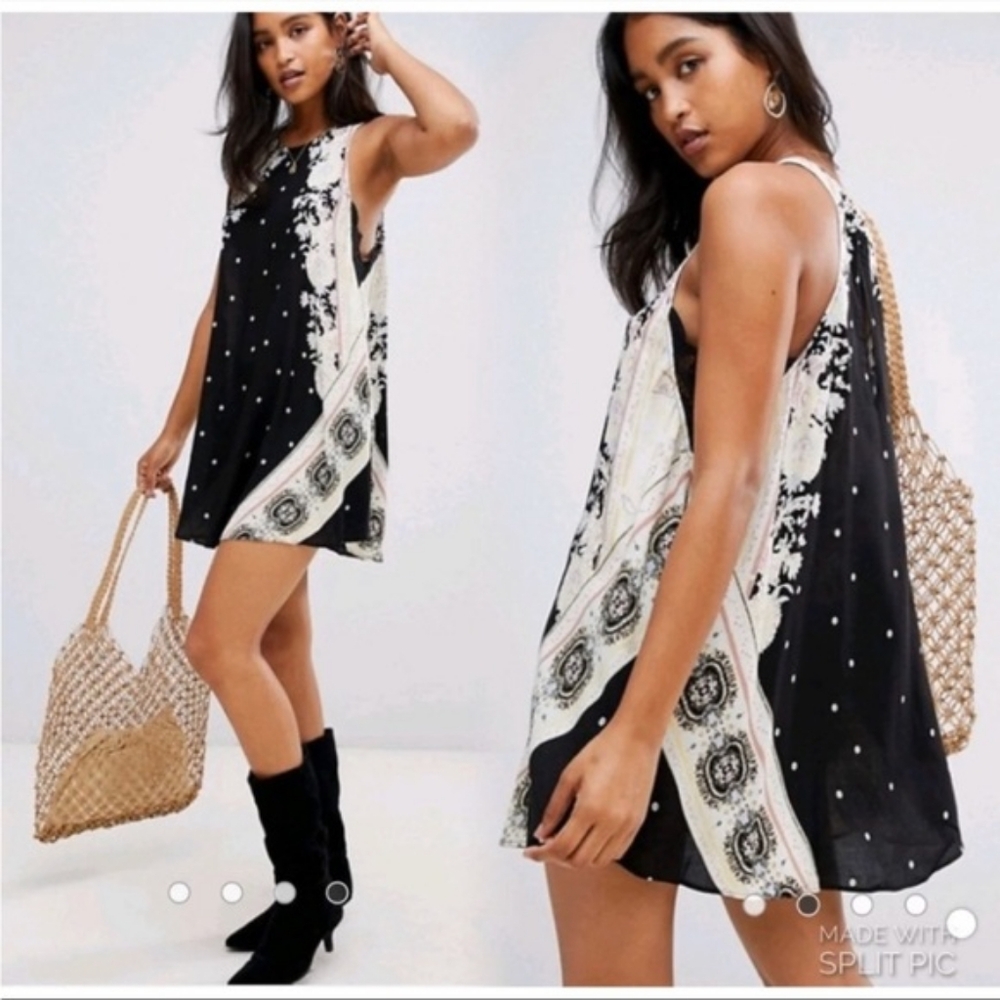 Free People Black and White Mini Dress